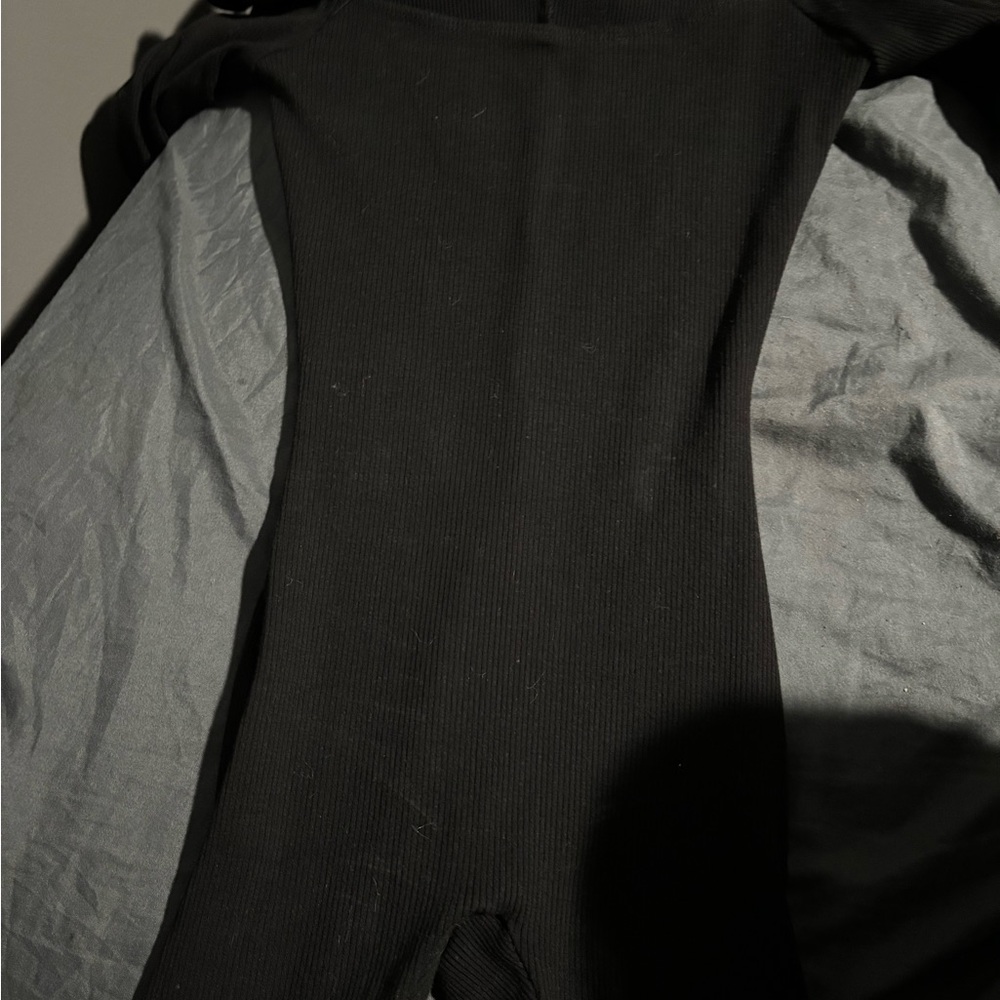 PLT black square neck jumpsuit